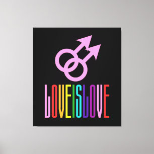 Love is Love Gay Relationship LGBT Rainbow Colors Canvas Print