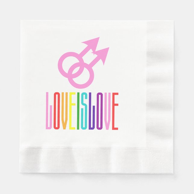 Love is Love Gay Relationship Sign Rainbow LGBT Napkins (Front)