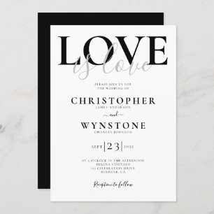 Love is Love Gay Wedding Invitation