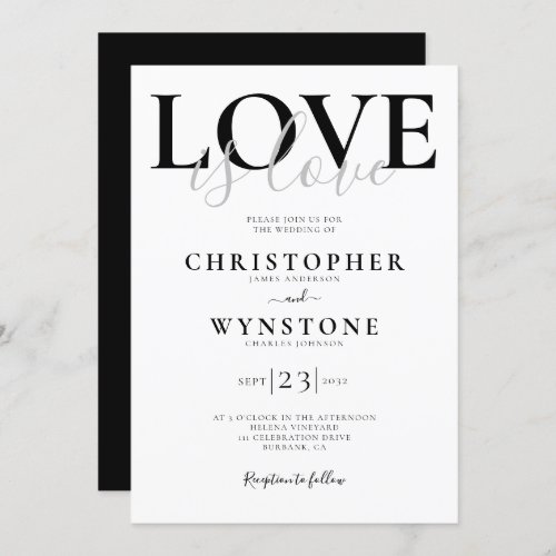 Love is Love Gay Wedding Invitation