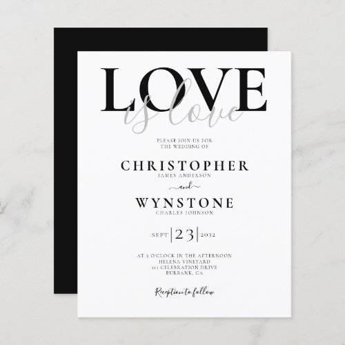 Love is Love Gay Wedding Invitation