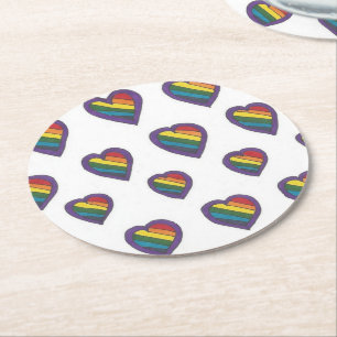 Love is Love Heart pattern Round Paper Coaster