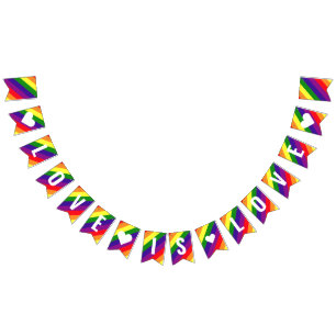 Love is Love Heart Rainbow Stripe Bunting Flags