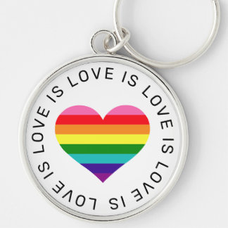 Love is Love Heart Round White Pride Keychain