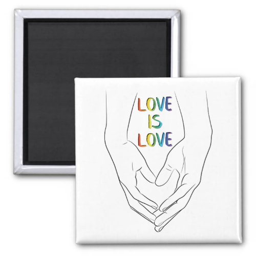 Love is Love Holding Hands Heart Line Art Pride Ma Magnet