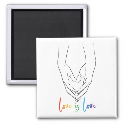 Love is Love Holding Hands Heart Line Art Pride Magnet