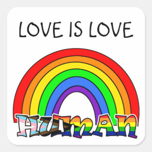 Love is Love, Human, Rainbow Square Sticker