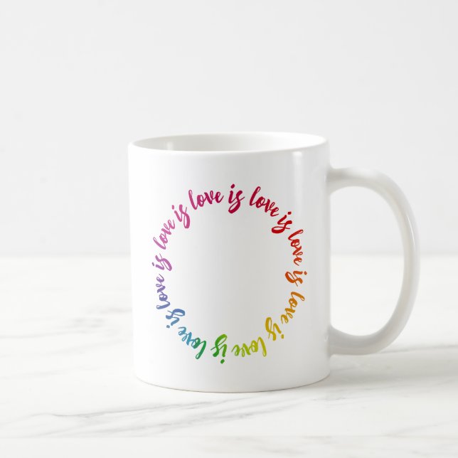 Love is love is love rainbow circle coffee mug (Right)