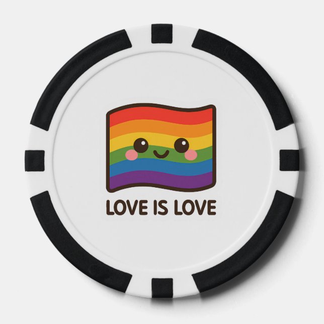 Love is Love – Kawaii Rainbow Design Poker Chips (Front)