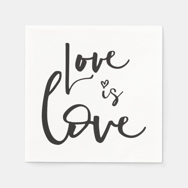 LOVE IS LOVE LBGT black hand lettered typography Napkins (Front)