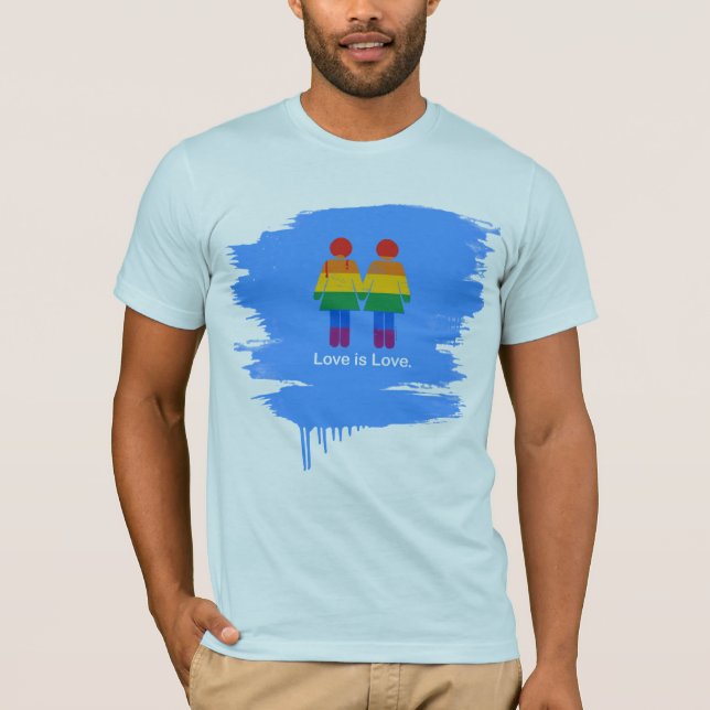 LOVE IS LOVE LESBIAN COUPLE -.png T-Shirt (Front)
