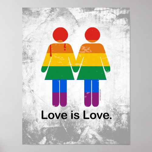 LOVE IS LOVE LESBIAN COUPLE POSTER