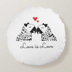 Love Is Love Lesbian Parrots Round Pillow