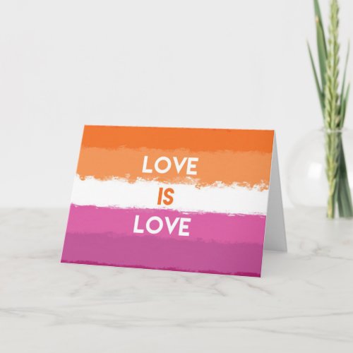 Love is Love Lesbian Pride flag design   Card