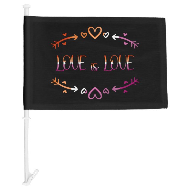 Love is Love Lesbian Pride Month Car Flag (Front)