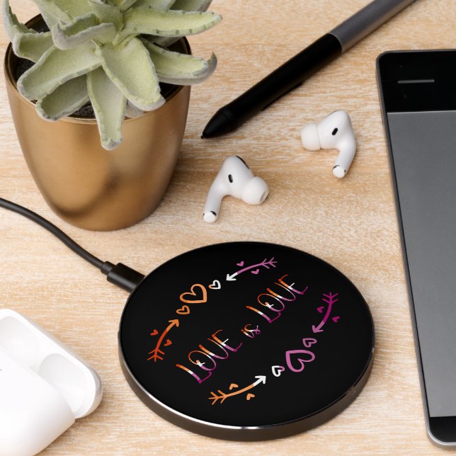 Love is Love Lesbian Pride Month Wireless Charger (Desk 2)