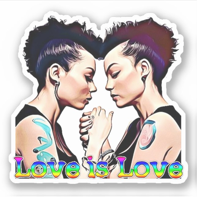 Love is Love Lesbian Pride Sticker (Front)
