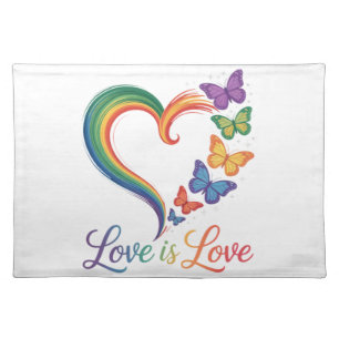 love is love lgbt butterfly heart rainbow cloth placemat