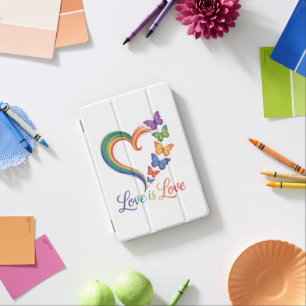 Love Is Love LGBT Butterfly Heart Rainbow iPad Mini Cover
