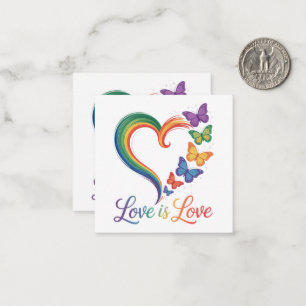 Love Is Love LGBT Butterfly Heart Rainbow Note Card