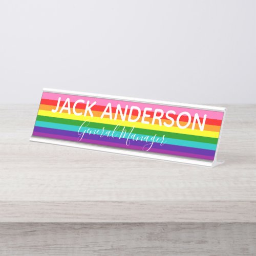 Love is Love LGBT Equality Gay Pride Rainbow Flag Desk Name Plate