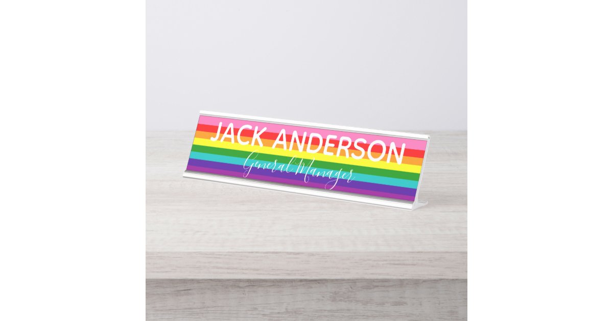 Love is Love LGBT Equality Gay Pride Rainbow Flag Desk Name Plate | Zazzle