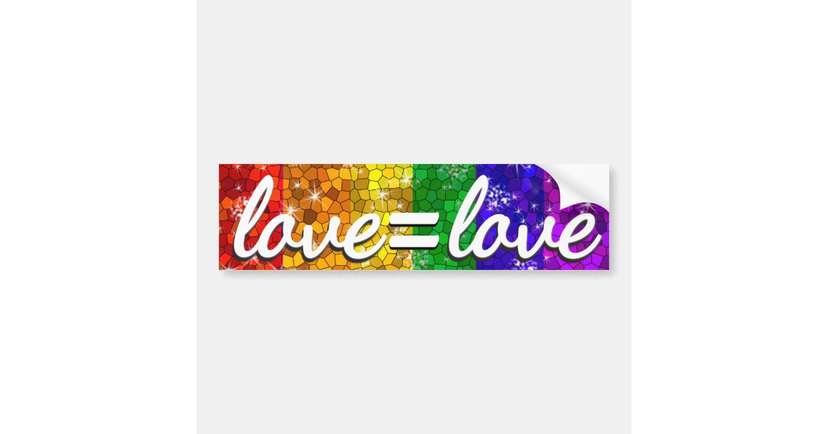 Love is Love LGBT Gay Pride Glitter Rainbow Flag Bumper Sticker | Zazzle