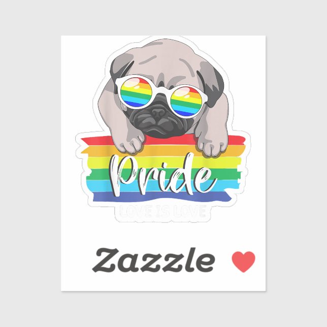 Love Is Love LGBT Gay Pride Month Pug Dog Lover LG Sticker (Sheet)