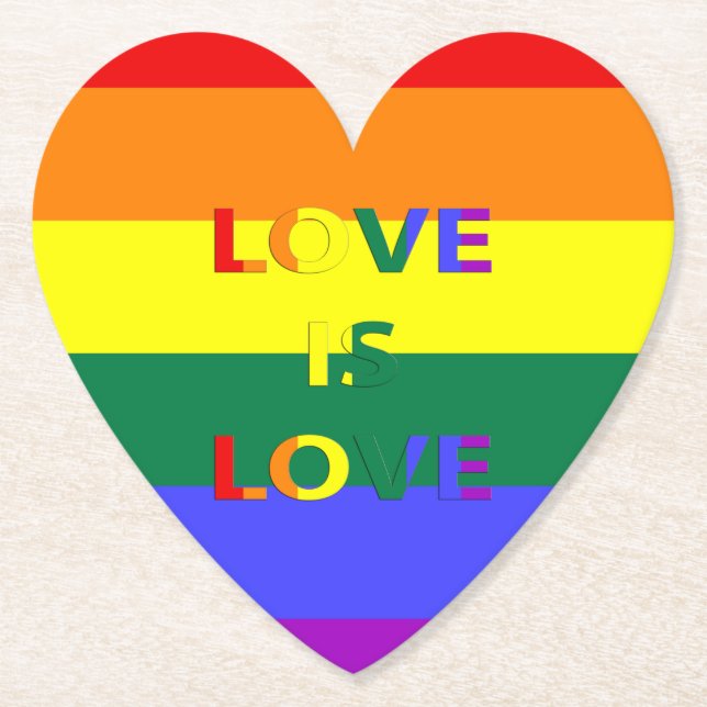 Love is Love LGBT Pride Paper Coaster (Front)