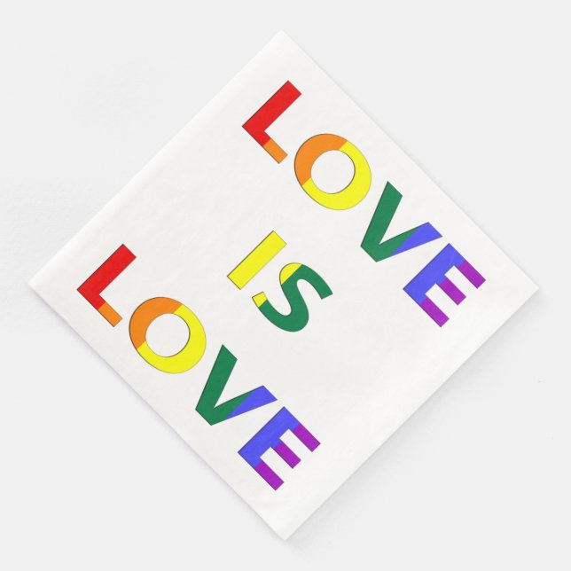 Love is Love LGBT Pride Paper Dinner Napkins (Corner)