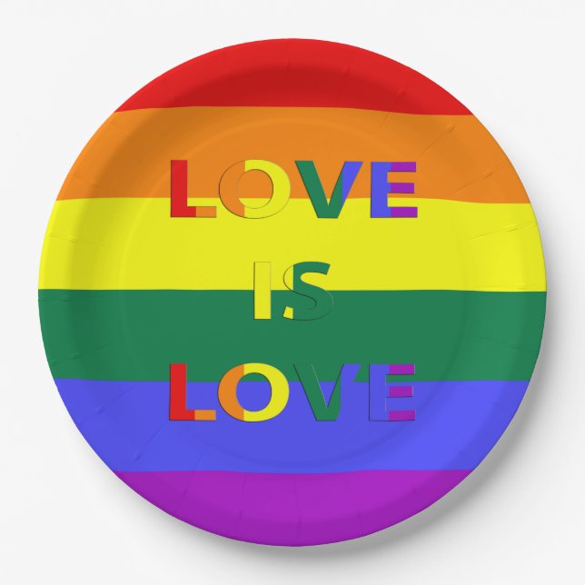 Love is Love LGBT Pride Paper Plates (Front)