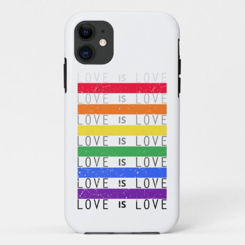 Love is Love LGBT Pride Quote print Gay Lesbian iPhone 11 Case