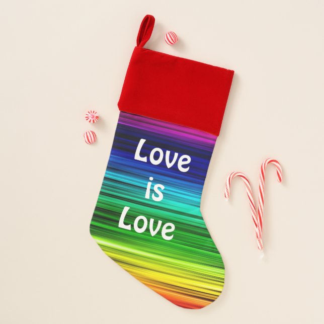 Love is Love LGBT Rainbow Christmas Stocking (Front)