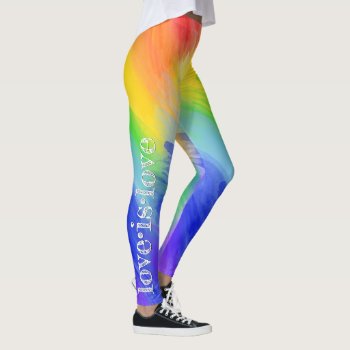 Love Is Love Lgbt Typography Watercolor Rainbow Leggings by teeloft at Zazzle