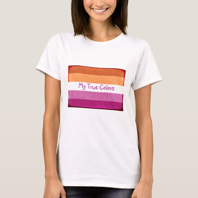 Love is Love,  LGBTQ+ Lesbian Flag Colors T-Shirt (Front)