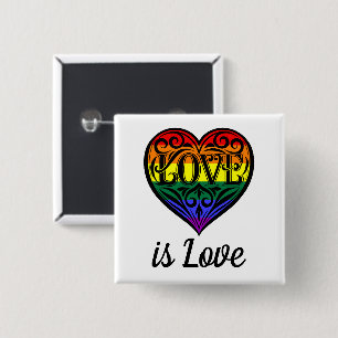 Love Is Love LGBTQ Rainbow Heart Button