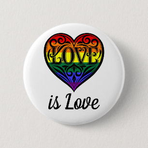 Love Is Love LGBTQ Rainbow Heart Button