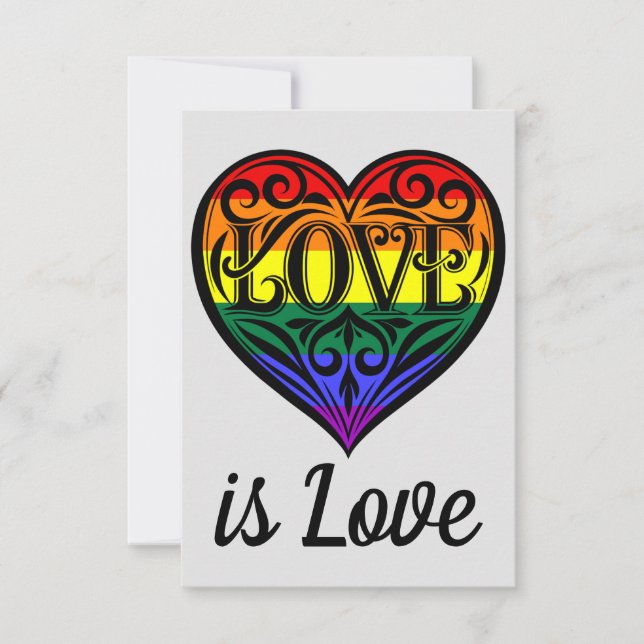 Love Is Love LGBTQ Rainbow Heart Card (Front)