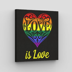Love Is Love LGBTQ Rainbow Heart Card Faux Canvas Print