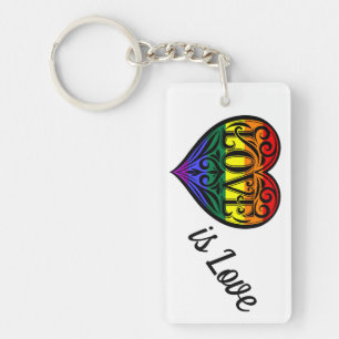 Love Is Love LGBTQ Rainbow Heart Keychain