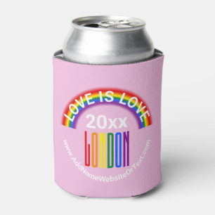 Love is Love London Pride Gay Pride LGBT Rainbow Can Cooler