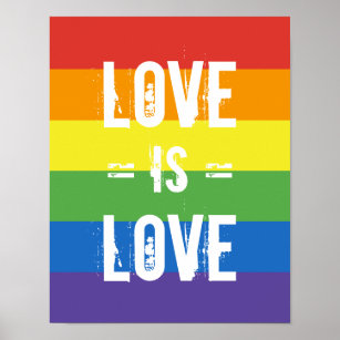Love is Love - Love Equality Rainbow Flag Poster