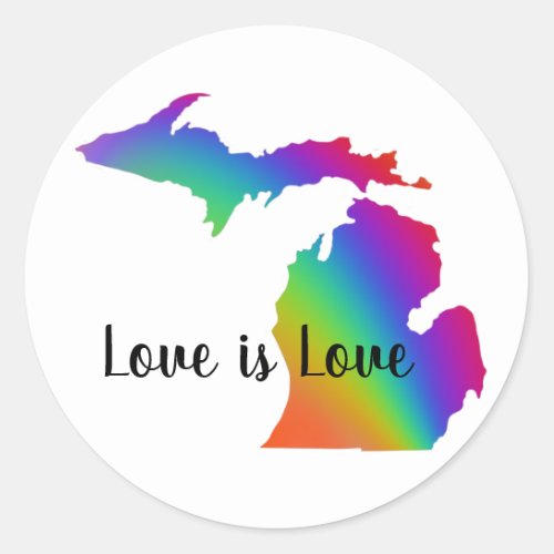 Love is love  Michigan pride   Classic Round Sticker