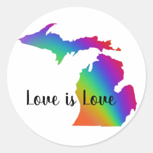 Love is love Michigan pride Classic Round Sticker