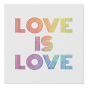 Love is Love Modern Stripes Faux Canvas Print