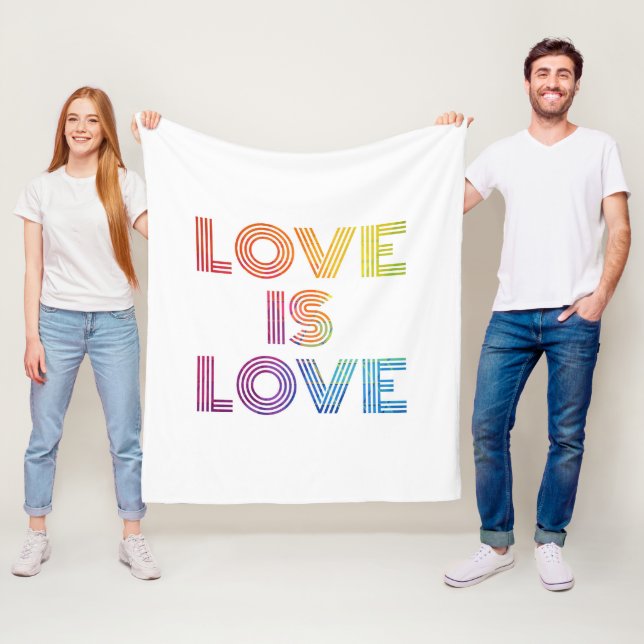 Love is Love | Modern Stripes Fleece Blanket (In Situ)