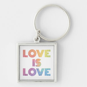 Love is Love   Modern Stripes Keychain