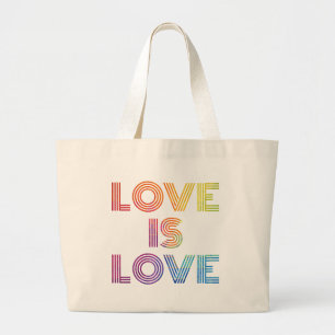 Love is Love   Modern Stripes Large Tote Bag