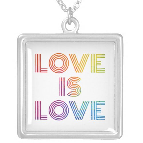 Love is Love  Modern Stripes Silver Plated Necklace