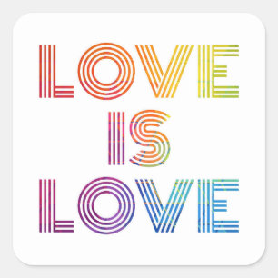 Love is Love Modern Stripes Square Sticker